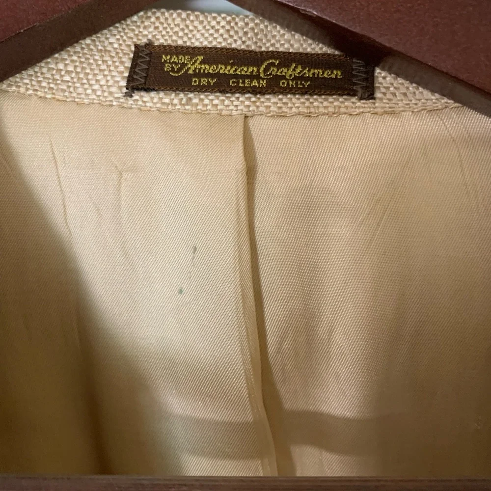 Vintage Fashion Tex by Mye &‎ Stone Textured Notched Lapel Blazer Jacket, Tan